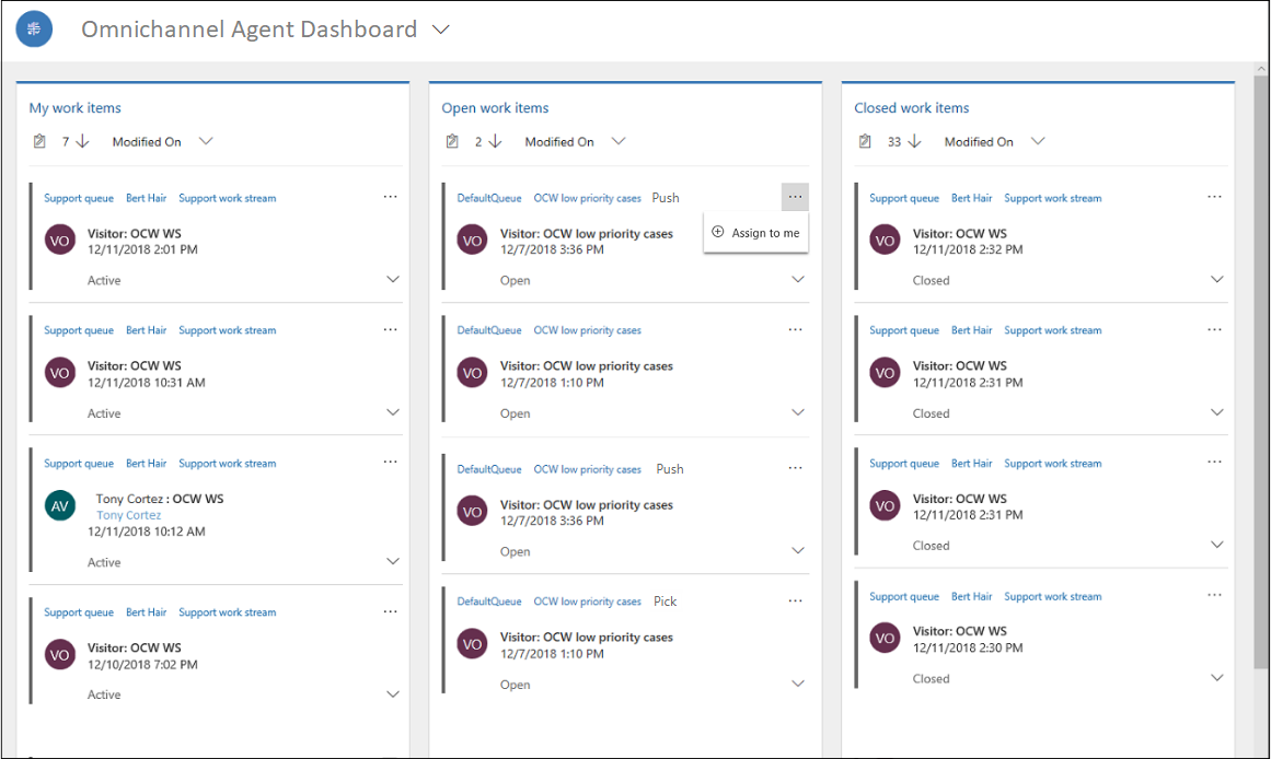 Agent dashboard.
