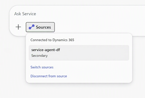 Ressourcenmenü mit einer verbundenen Dynamics 365 Customer Service Umgebung für Service Agent