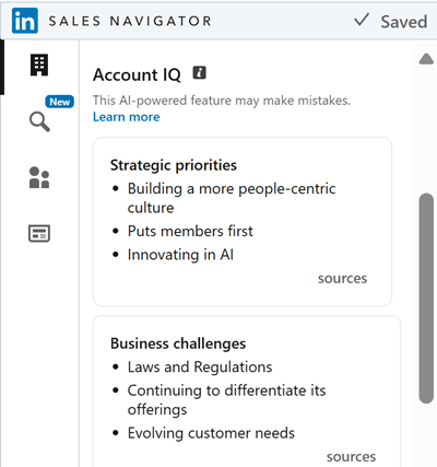 Screenshot des Konto-IQ im Sales Navigator.