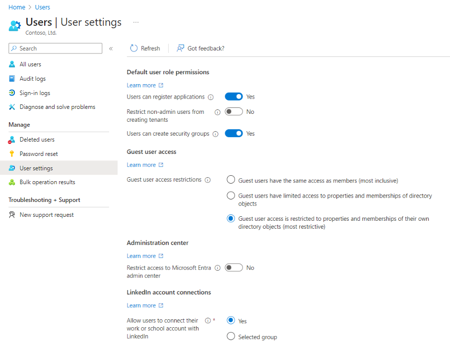 Screenshot: Option für externe Benutzer in den Benutzereinstellungen.