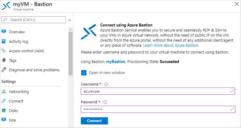 Verbinden über den Bastion-Host im Microsoft Entra Admin Center