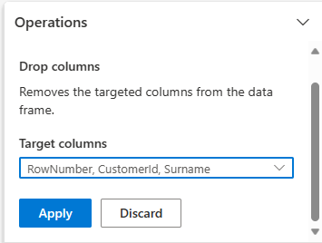 Screenshot: Löschen von Spalten in Data Wrangler