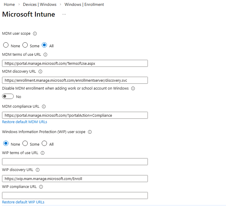 Screenshot: Microsoft Entra MDM-Benutzerbereich.