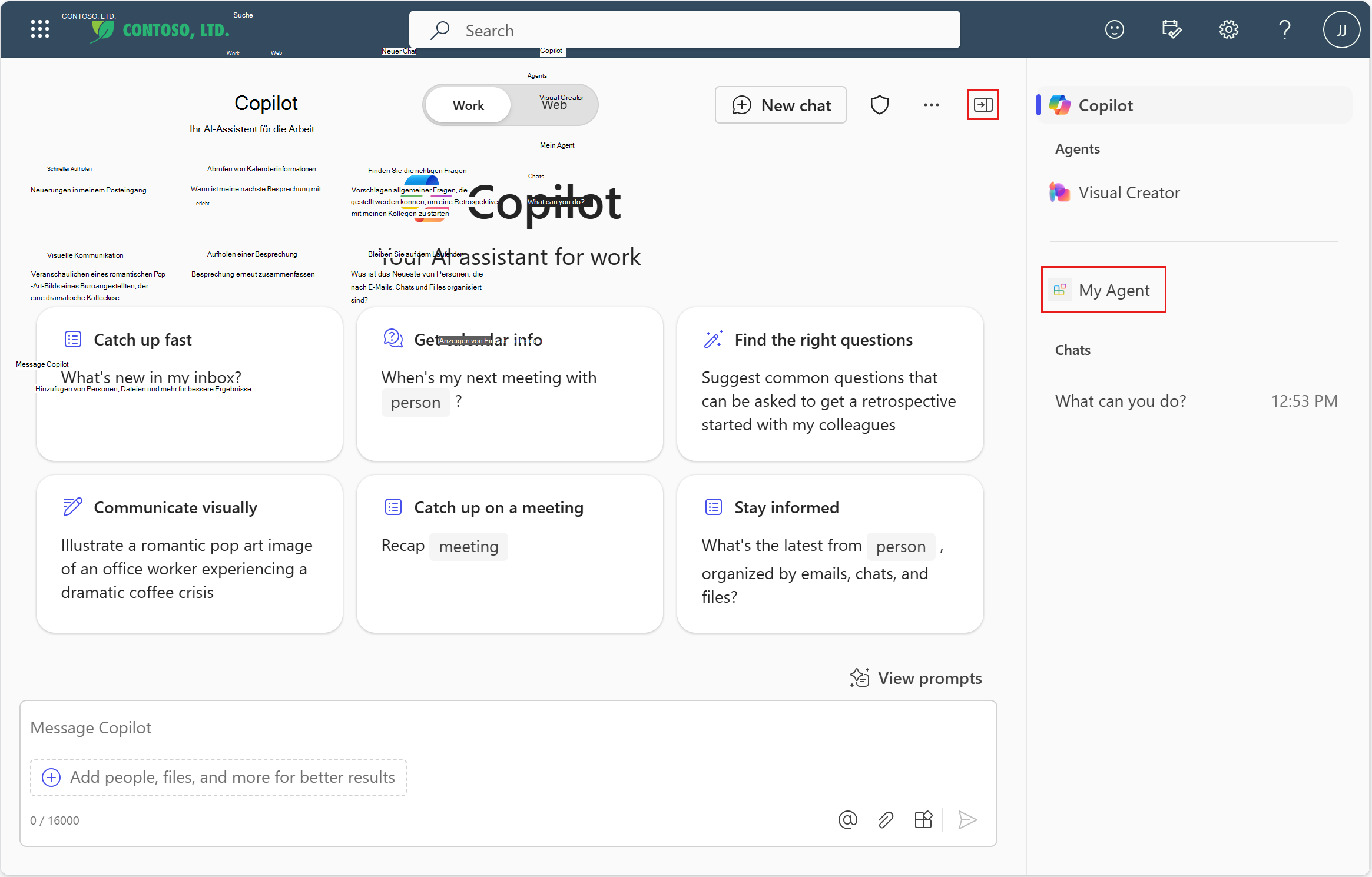 Screenshot des deklarativen Agents in Copilot