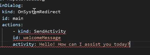Screenshot der Identifizierung von Problemen mit roter Unterstreichung im Editor.