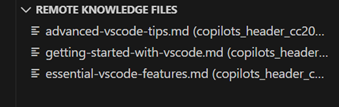Screenshot des Remote Knowledge Files-Fensters, das verfügbare Dokumente zeigt.