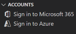 Screenshot: Microsoft 365- und Azure-Anmeldeoption im Agents Toolkit