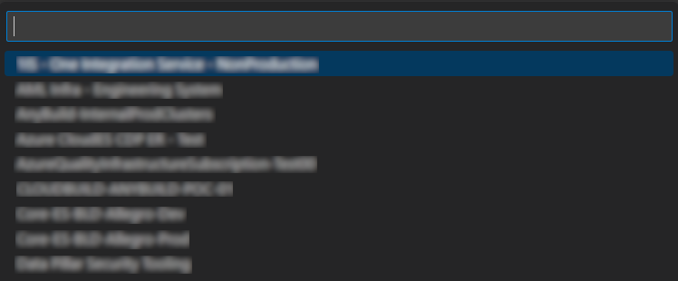 Screenshot: Optionen für Azure Abonnementgruppe zur Auswahl.
