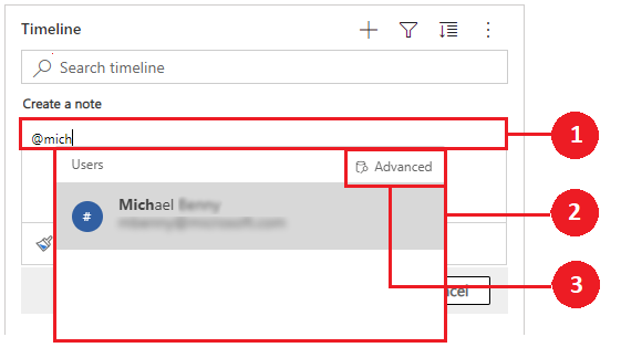 Fügen Sie einem Teammitglied in einer Notiz auf der Zeitachse eine Erwähnung oder einen Verweis hinzu.