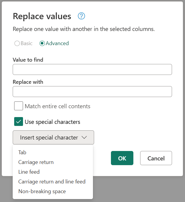 Screenshot der Erweiterten Optionen für 