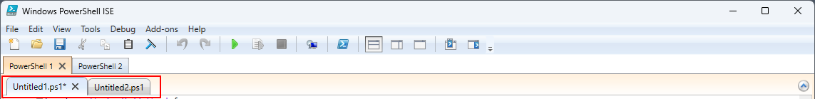 Screenshot der Skriptregisterkarten.