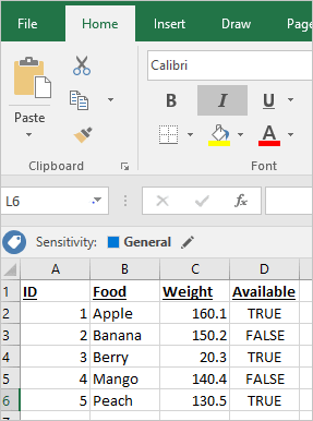 Screenshot von Excel