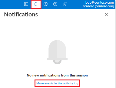 Screenshot des im Azure-Portal hervorgehobenen Benachrichtigungsglockensymbols.