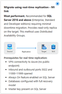 Screenshot der MI-Link-Migrationsoption auf der Seite 