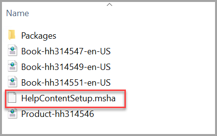 Screenshot der Setupdatei für SQL Server&nbsp;2012-Hilfeinhalte.