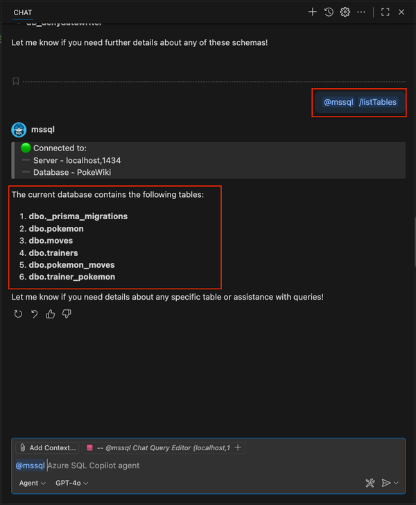 Screenshot der Verwendung des Befehls 