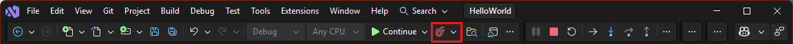 Screenshot von Hot Reload in Visual Studio.