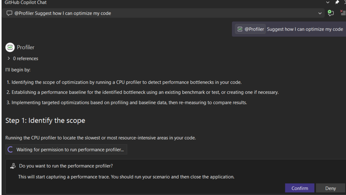 Visual Studio Profiler Agent, der Komponententests ausführt, um die Leistung zu messen