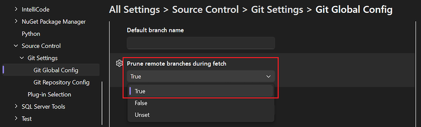 Screenshot, der die Option 