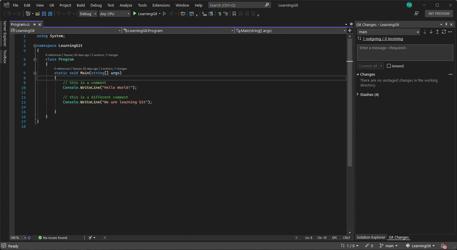 Animation, die die Commit-Einstiegspunkte für den Check-Out zeigt