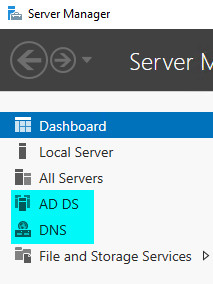 AD&nbsp;DS und DNS im Server-Manager