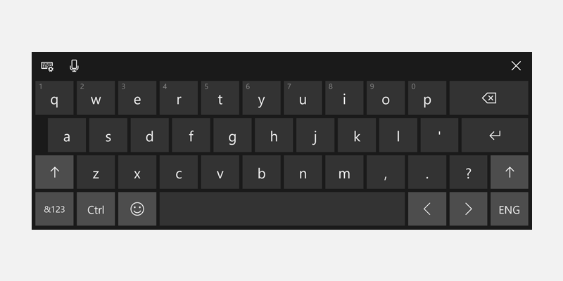 Windows Touch-Tastatur für inkrementelle Suche