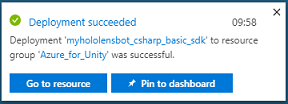 Screenshot: Erfolgreiche Bereitstellung und Schaltfläche 