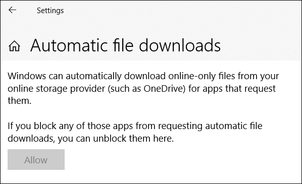 Screenshot der Einstellung für automatische Dateidownloads