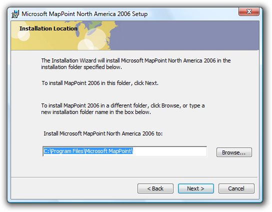 Screenshot des Dialogfelds mit installationsspeicherort 