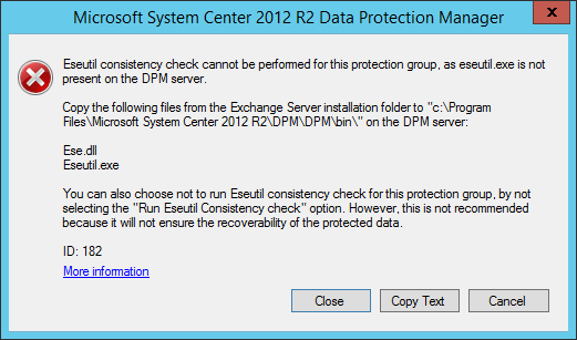 eseutil error