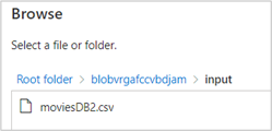 Screenshot of the contents of the input folder, showing the input file used in the demo.