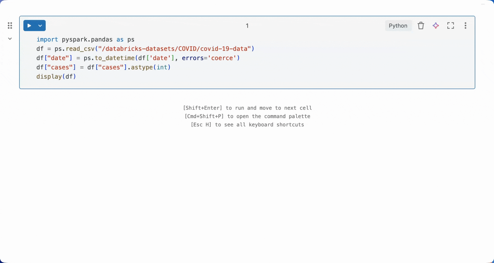 /doc cell action prompts Assistant to comment the code.