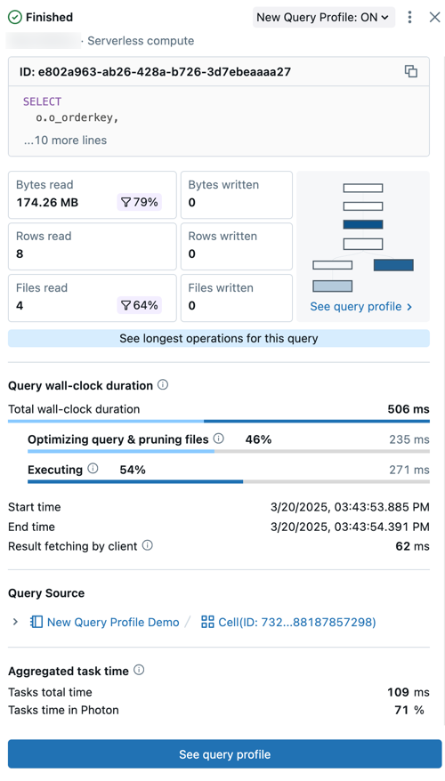 Query history details