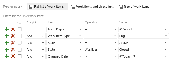 Screenshot that shows a Query Editor filter for reactivated items.