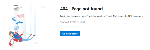 Screenshot showing a 404 error page when directly accessing Repos or Test Plans with Stakeholder access.
