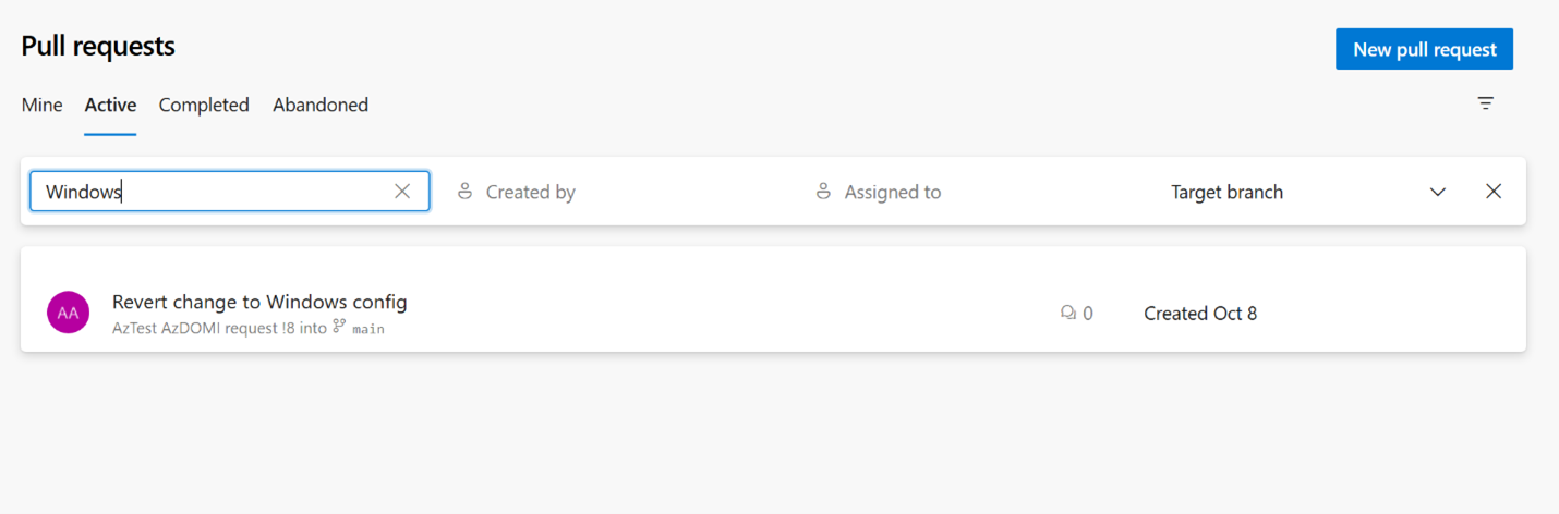 Image to show pull request search by title