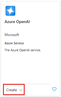 Screenshot that shows how to create a new Azure OpenAI in Microsoft Foundry Models resource in the Azure portal.