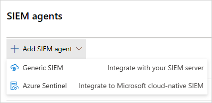 Screenshot of the Add SIEM integration page where you select Generic SIEM to configure a new connection.