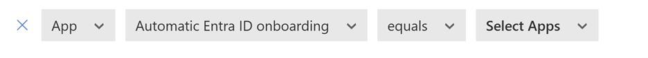 Screenshot of the filter showing automatically onboarded apps.