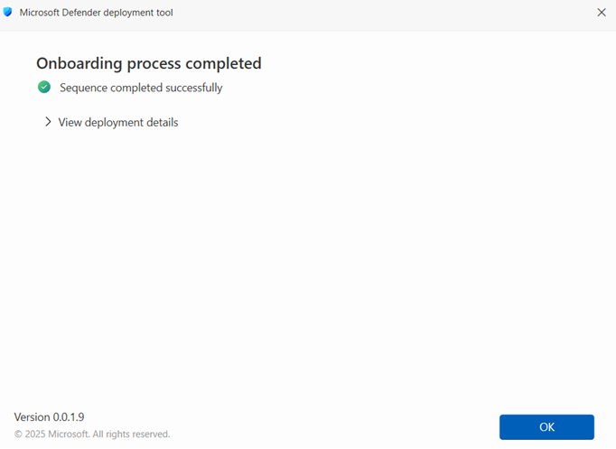Screenshot showing the message indicating that onboarding is complete.