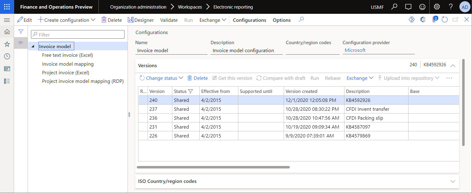 Screenshot of the imported configurations on the Configurations page.