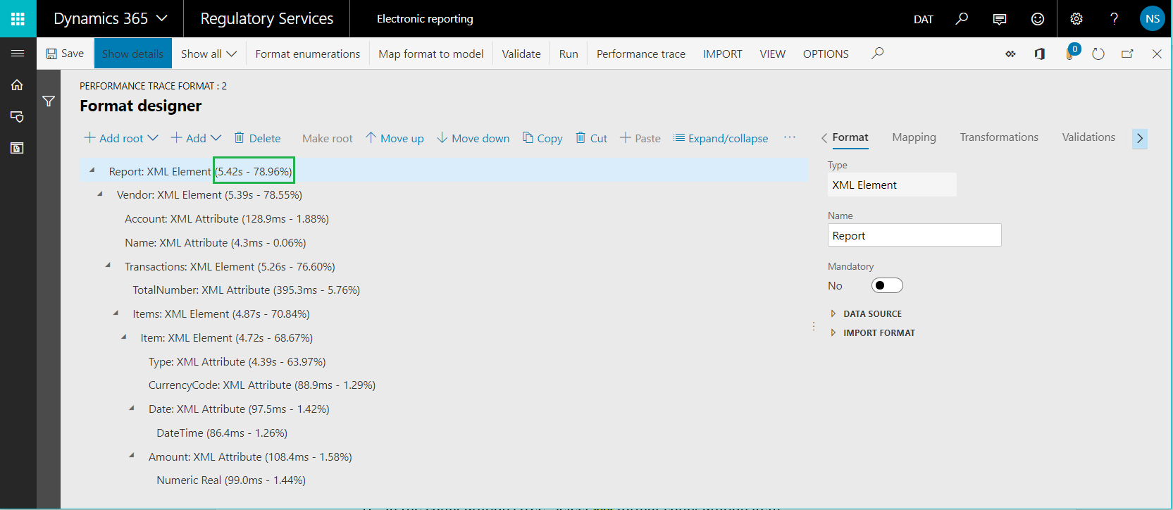 Screenshot of the Format designer page in RCS.