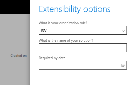 Screenshot of maintain extensibility support options.