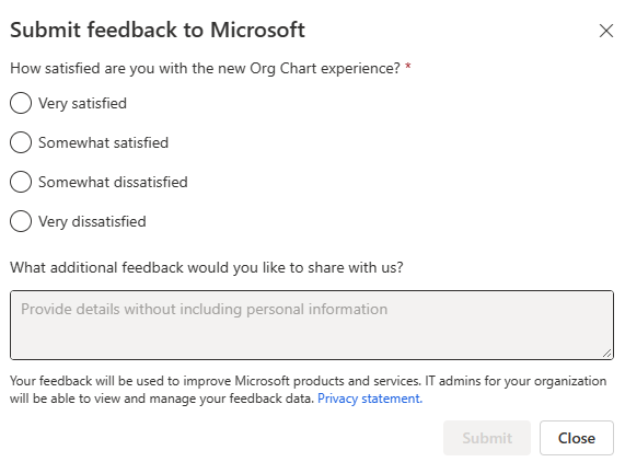 Screenshot of the submit feedback dialog.