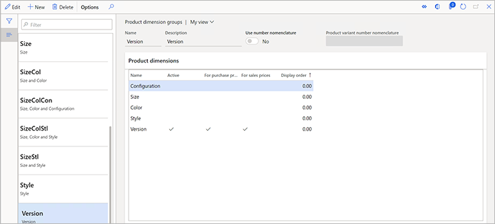 Adding a product dimension group Adding a product dimension group.