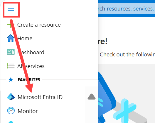 Screenshot of the selection for Microsoft Entra ID.