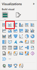 A screenshot of the Fabric portal that shows selecting the stacked column chart visual.