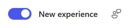 Screenshot of the New experience toggle on the new experience home page.