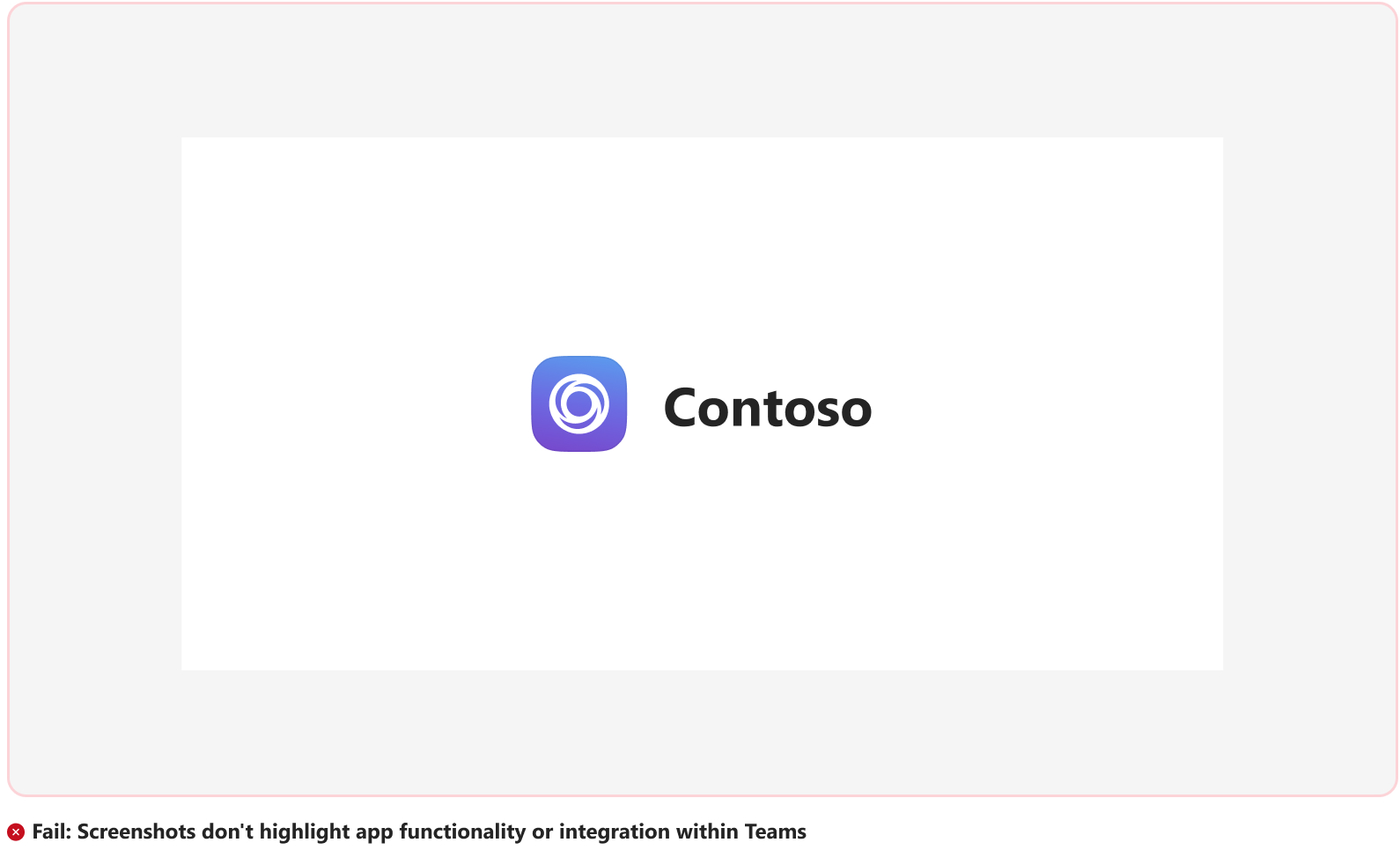 Screenshot shows the failed scenario of app functionality or integration.