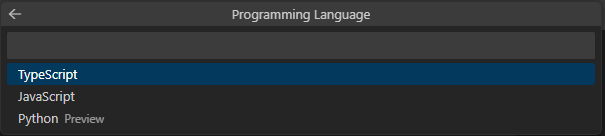 Screenshot shows the option to select the programming language.